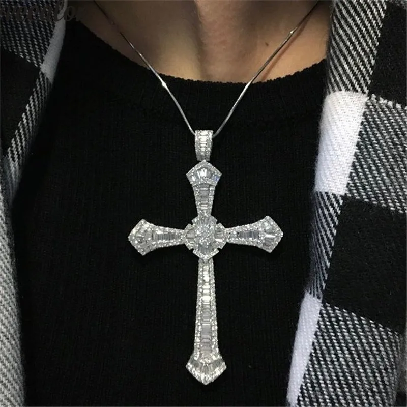 Luxusné Dlhé Veľký Kríž prívesok 925 Sterling silver 5A Cz Kamenný kríž náhrdelník Prívesok pre Ženy, Mužov Strany Svadobné Šperky