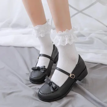 1 Pár Lolita Ponožky Roztomilý Rozstrapatené Mid-Trubice Ponožky Japonský Dievčenské Čipky Ponožky Propagácie A Predaja 99% Lolita Oblečenie