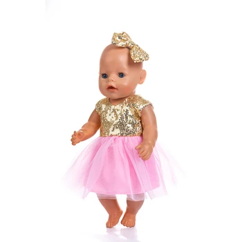 Narodil Nové Baby Fit 17 palcové 43 cm Bábiky Oblečenie Príslušenstvo Kovové Zlato Motýľ Vlasy S 3 Ks Oblek Pre Dieťa BirthdayGift