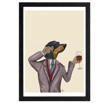 Vtipné psa umenie, divný umenie, divný pes umenie, darček pre milovník psov, darček pre milovníka vína