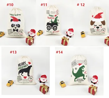 2021 Nový Rok Darčeky Santa Vrecia Prispôsobené Veľké Santa Claus Taška Vlastné Vianočné Plátno Darčekové Tašky Šnúrkou Bavlna Sant