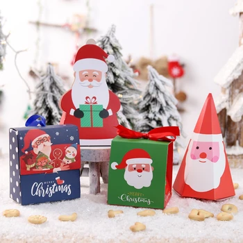 DIY Vianočné Cukrovinky Box Cartoon Santa Candy Bag Vianočné Cookie Boxy Dieťa Deti Darčeky 2021 Vianočné Ozdoby Firmware Nový Rok