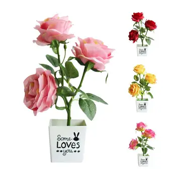1 Sada Umelých Črepníkové Rastliny Žiadny Zápach DIY Plastové Okrasné Simulácia Flores Artificiales Ruže Kvet pre Vnútorné