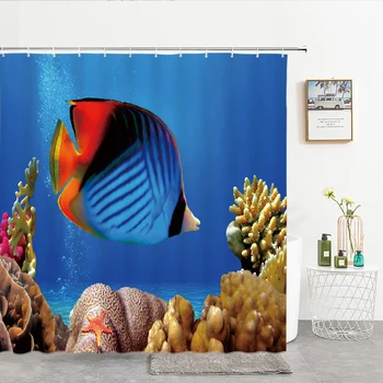Ocean World Animal Sprchový Záves Nepremokavé Polyesterové Kúpeľni Sprchový Záves Roztomilé Ryby, Kúpeľňa Dekorácie Poslať Háčik
