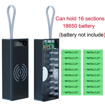 5 KS QC3.0 Bezdrôtové Nabíjanie 16*18650 Batérie DIY Power Bank Prípade Dual USB Mobilný Telefón Nabíjať 18650 batérie, Držiak na Nabíjanie Box