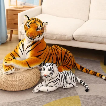 50-110 cm Vysoko Kvalitný Realistický Tiger Plyšové Hračky Mäkké voľne Žijúcich Zvierat Simulácia Biela Žltá Tiger Bábika Deti detský Darček k Narodeninám