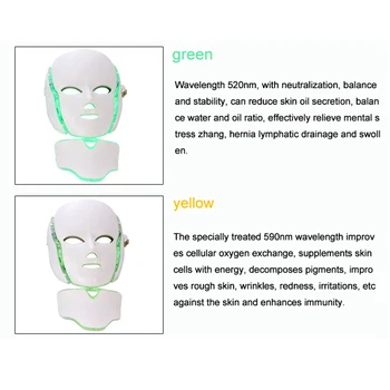 7 Farieb Led Pleťová Maska S Krku Zariadenia Fotón Terapia Mezoterapia Stroj Rádio Frekvencia Krásy Led Tvár Spotrebiče