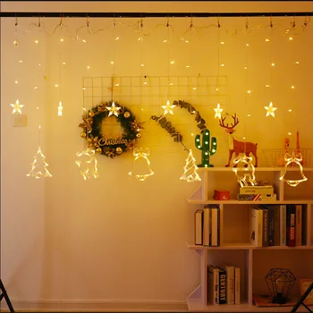 3M LED Girlandy Okno Opony String Svetlo Vianočný Stromček Elk Star Rozprávkových Svetiel Pre Svadobné Party Domov, Záhradné Dekorácie