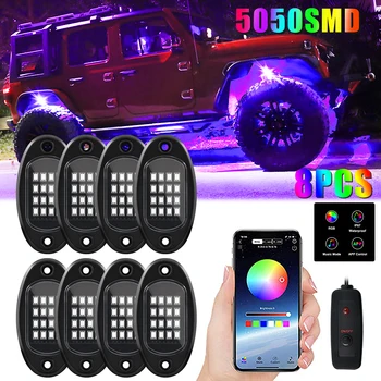 Vodeodolné RGB LED Rock Svetlo Underglow Neon LED Svetla Kit Bluetooth APP Remote Control Chassis Dekoratívne Hudby Svietidlá pre Jeep