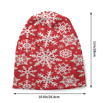 Červená Snowflake Vianočné Spp Ročník Ski Skullies Čiapky Klobúk Muži Ženy Ženy Jar Teplé s Dvojakým použitím, Kapoty Pletenie Čiapky