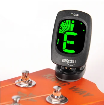Prenosné LCD Guitar Tuner s Batériou 360 Stupňov Otočná Clip-on Guitar Tuner s Auto Power on/off Musedo T-29G