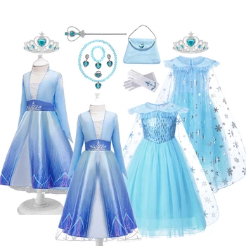 Mrazené 2 Dievčatá Elsa Cosplay Šaty, Kostým Detský Maškarný Detí Šaty Princezná Vestidos Infantil Snehová Kráľovná Xmas Party Oblečenie