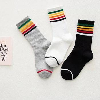 Kórejský Štýl dámske Bavlnené Ponožky Candy Farby dámske Ponožky Postupné Rainbow Ponožky INY Prekladané Športy Zimné Členok krátke Ponožky