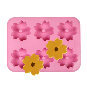 6 Kvety Silikónové Tortu Formy Ručne vyrábané Mydlo Moluds Šesť Cherry Blossom Snowflake Jelly 3D DIY, Čo pre Pečenie Dekorácie Nástroje