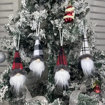 Veselé Vianočné Dekorácie pre Domov Anonymný Gnome Bábika Vianočný Strom Prívesky Nový Rok Vianočné Ozdoby, 4 ks