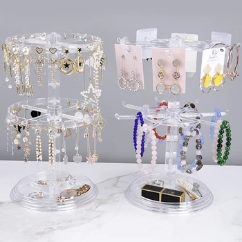 Nové Rotačné Šperky Organizátor Plastové Šperky Zobraziť Stojan Stojan Jasné, Šperky Jedlo Držiteľ Náušnice, Náramok, Náhrdelník S Príveskom