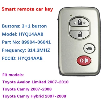 CN007203 5 Ks Aftermarket Striebra 4 Tlačidlo Toyota Camry Avalon 2007-2010 Smart Key FCCID HYQ14AAB-0140 89904-06041 314.3 MHZ