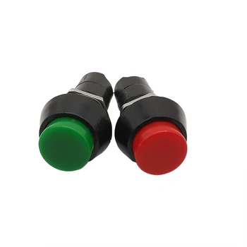 1Piece Červená Zelená Plastová 2 Pin PBS-11A Self-locking Prepnite Tlačidlo Prepína 12 mm Montážne Otvory 3A 250V