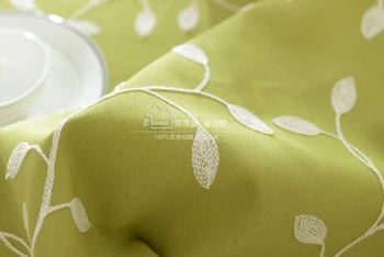Prírodné obrus pastoračnej kvetinový tkaniny, Výšivky, tkaniny zelené listy olivový kolo obdĺžnik tabuľka kryt