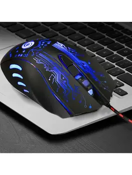 Optické Káblové Herné Hry Myš 6D USB Herných Myší, 6 Tlačidiel 5500DPI 6 Farieb Svetelného LED Počítačovej Myši Pre CS LOL