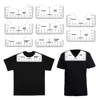 8Pcs T-shirt Sprievodca Vládca V Krku Alignment Tool Tee Projektovanie Sprievodca Nástroj Presné Rozsahu Domáce Oblečenie Meranie PVC Mäkké Pravítko
