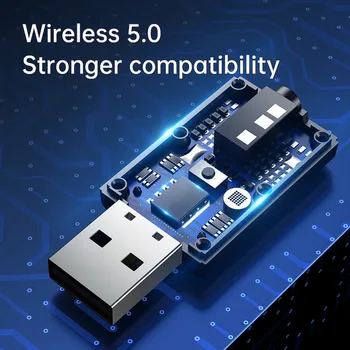 5.0 Bluetooth Adaptéra USB Bezdrôtovej Bluetooth Vysielač, Prijímač Hudby a Audio pre PC TV Auto Hands-free 3.5 mm AUX Adaptador