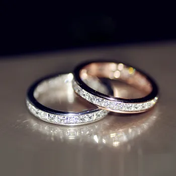 Mincový Striebro 925 Diamantové Prstene pre Ženy Silver Pásma Krúžky Vyplnené Dámske Pár Lásky, Svadobné Diamantové Náhrdelníky Ženy