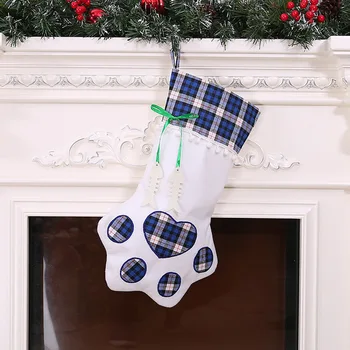 Hot predaj tvorivé psie labky Vianočné pančuchy, Vianočné dekorácie dodávky Vianočné ponožky darčekové tašky AA028