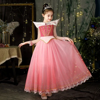 Aurora Dievčatá Šaty Princezná Šípková Ruženka Zdobiť Vianočné Cosplay Šaty Dievčatá, Deti, Luxusný Aurora Halloween Kostým