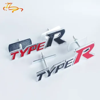 2 ks TYPER Auto Predná Kapota Gril Odznak Znak Type R Auto Styling 3D Kovové Logo nálepky R Racing Pre Honda City CR-V XR-V H-V