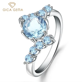 GICA GEMA Prírodné Topaz Drahokam Prstene Pre Ženy 925 Sterling Silver Jedinečný Dizajn Zapojenie Svadobný Sľub, Jemné Šperky