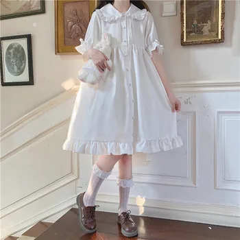 Lolita denne Biely Anjel Japonský sladké retro vintage doll golier Kawaii dievča gothic lolita op loli cos biele šaty