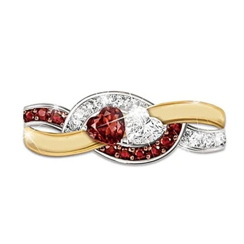 Klasické Svadobné Kapely Prst Prsteň Pre Ženy Multicolor Kryštál v tvare Srdca Snubné Prstene, Šperky Pre Svadobné Veľkosti 6 - 10