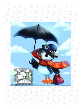 Mary Poppins puffin penguin dáždnik vták nové zomrie, zomrie 2021 vrstvený kovové pečiatky zápisník fotoalbum dekorácie hobby karty
