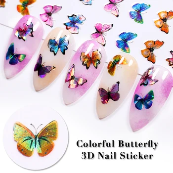 1pc Nail Art dúhové Farby Motýľ Nálepky Jar Leto Motýľ Vzory Nail Art Decoration