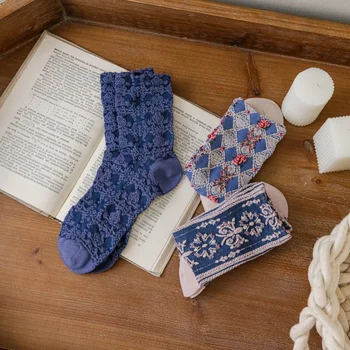 1 Párov Žien Ponožky Vintage Nové Módne Troch-dimenzionální Škole Štýl Kvet Japonskej Harajuku Zábavné Kawaii Bežné Ponožky