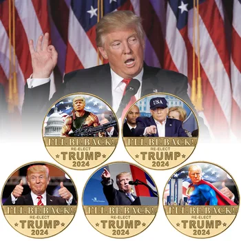 2024 Amerike Bývalý Prezident Trump Nádherné Pamätné Mince USA Prezidentské Odznak Domáce Dekorácie Darček Medailónky Zlato