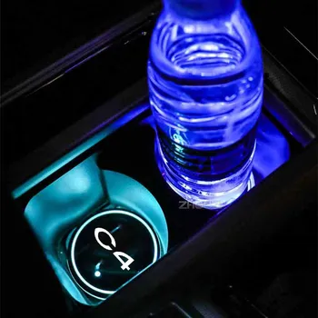 Pre Citroen C4 Auto Príslušenstvo, Svietiace Auto Vody Pohár Dráha Držiteľ 7 Farebné USB Nabíjanie Auto Led Atmosféru Svetlo Lampy