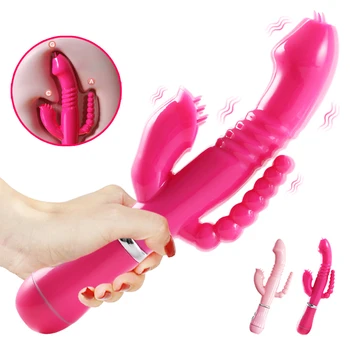 Dvojitý Jazyk Lízanie Dildo Rabbit Vibrátor 12 Rýchlosti Vaginálny, Análny Stimulátor Klitorisu Análne Korálky Vibrátor Sexuálne Hračky Pre Ženy