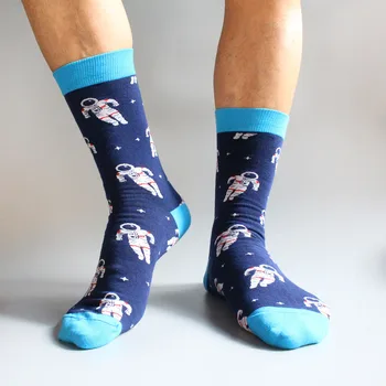 Unisex Štýl Maľby Astronaut Muž Bavlnené Ponožky Harajuku Farebné Posádky Ponožky Ženy Streetwear Veľká Veľkosť Spaceman Zábavné Ponožky Mužov