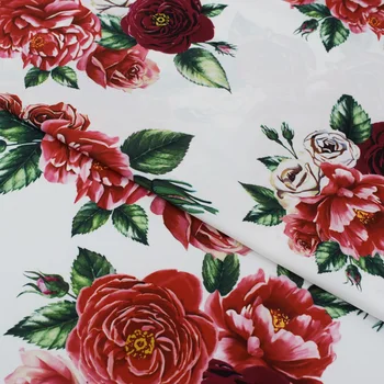 2018 Nové Pivónia Ruže Digitálne Maľovanie Napodobňované Hodvábny Satén Stretch Tkaniny Pre Letné Šaty Telas Por Metro Tissu Vestidos Tela