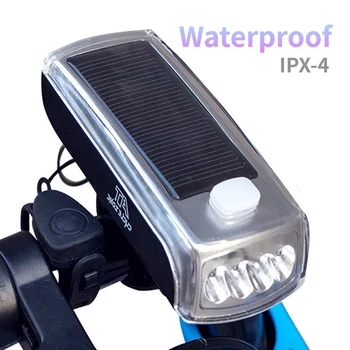 Solárne 4 LED Svetlo na Bicykel Predné Koleso Bell USB Nabíjateľná LED Baterka na Bicykli Svetlá Požičovňa Led Svetlo, jazda na Bicykli