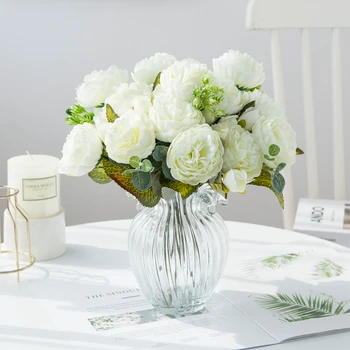 Umelé Kvety, Vázy pre Domáce Izba Svadobné Záhradné Dekorácie Vonkajšie Svadobné Doplnky Odbavenie Lacné Hodváb Pivónia Kytice
