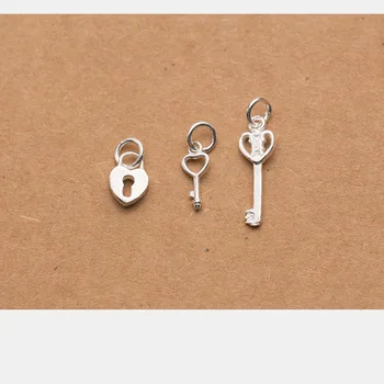 UQBing Módne Pár Ženy Muži Lock & Kľúčový Prívesok Korálky 925 Sterling Silver Prívesok Charm Srdce a Kľúč DIY Šperky Zistenia