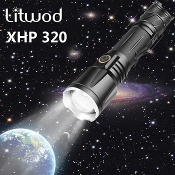 1000,000 LM najsilnejší XHP320 LED Baterka USB Pochodeň Svetla XHP90 Taktické Bleskové Svetlo, Nabíjateľná Zoom Usb Camping Lampa