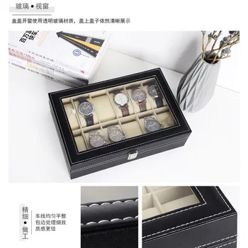 Black PU Koža Watch Box, Šatňa Sledovať Úložný Box Sledovať Display Box Hodinky Šperky Boxy Šperky Organizátor Hot Predaj 2021