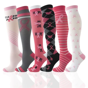 Nové Farebné Mierne Kompresné Ponožky Aids Logo Módny Trend páse s nástrojmi V Trubice Ponožky Happy Zábavné Ošetrovateľskej Kompresné Ponožky Ružové Ponožky