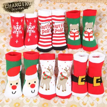 Vianoce Deti Bavlnené Ponožky Santa Claus Snehu Červená Vianočné Darčeky Taška Baby Bavlnené Ponožky 1-3roky 2022 Chlapci Dievčatá Nové Rokov Dary