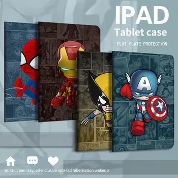 Marvel Kapitán Hulk Tablet Prípade ipad10.2 air3 10.5/2018 model 9.7/mini1 2 3 7.9 palcový Cartoon PU Kože Pre Ipad Kryt