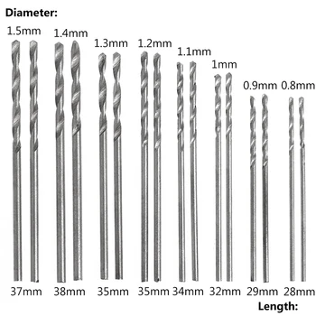 16Pcs/Set HSS Bielej Ocele Twist Drill Bit Nastavený na 0,8-1,5 mm pre Elektrické Brúsenie